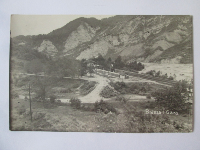 Rara! Breaza-Gara,carte postala foto circulata 1937 cu timbru fiscal taxă plată