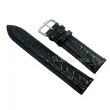 Cumpara ieftin Curea Ceas WatchZone din Piele Naturală Neagră cu Imprimeu Crocodil, Dublu