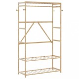 Cumpara ieftin Cuier pentru haine cu rafturi, 110x40x175 cm, bambus