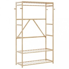 vidaXL Cuier pentru haine cu rafturi, 110x40x175 cm, bambus