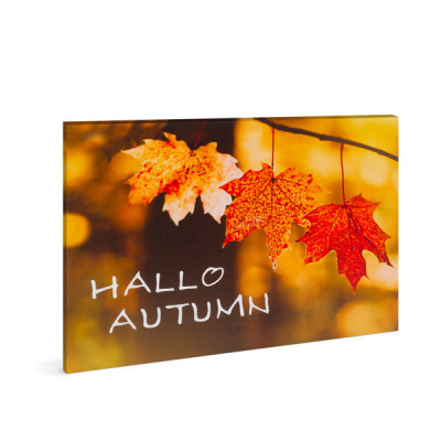 Tablou Halloween cu LED - &amp;rdquo;Hello Autumn&amp;rdquo;- 2 x AA, 40 x 30 cm foto