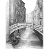 Set pentru realizarea unui desen in creion - Pod venetian, Jad