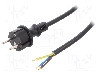 Cablu alimentare AC, 5m, 3 fire, culoare negru, cabluri, CEE 7/7 (E/F) mufa, SCHUKO mufa, PLASTROL - W-98397
