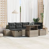 vidaXL Set de grădină din 7 piese cu perne gri, din ratan sintetic