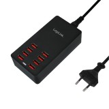 ALIMENTATOR retea 220V LOGILINK, universal, 8 x USB, maxim 8.8A, 44W, suport OCP/OVP/OTP, negru, &quot;PA0140&quot; (timbru verde 0.18 lei)
