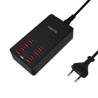 ALIMENTATOR retea 220V LOGILINK, universal, 8 x USB, maxim 8.8A, 44W, suport OCP/OVP/OTP, negru, &amp;amp;quot;PA0140&amp;amp;quot; (timbru verde 0.18 lei) foto