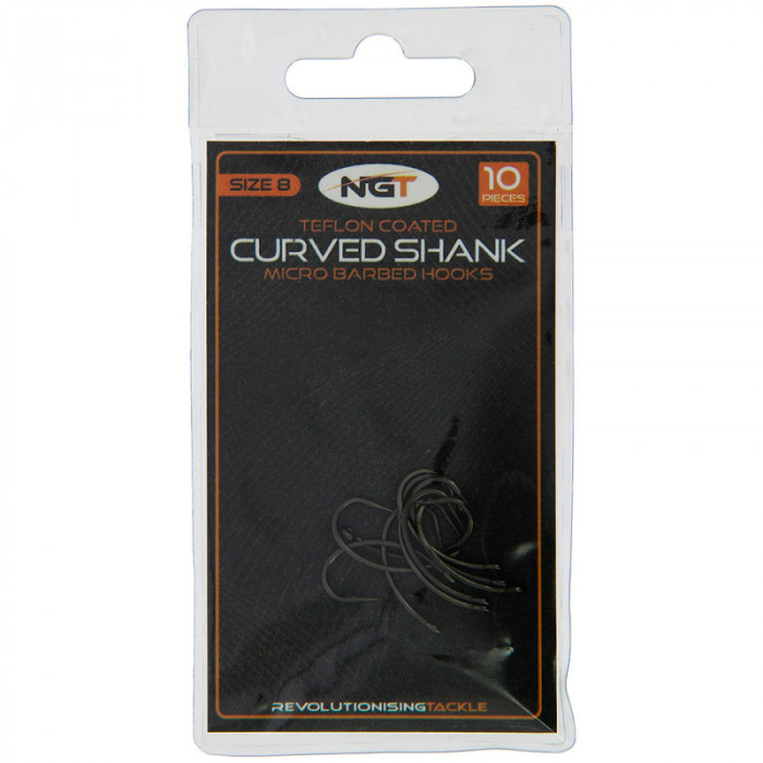 NGT Teflon Coated Curved Shank Hooks Size 8