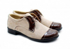 Pantofi dama piele naturala (Intoarsa) maro casual-eleganti P10M3 foto
