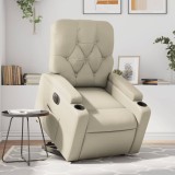 VidaXL Fotoliu rabatabil electric cu ridicare, crem, piele ecologică 3204787