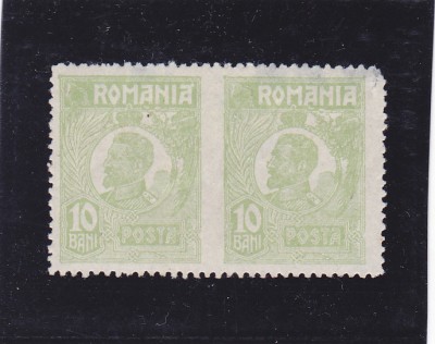 ROMANIA 1919/1922 REGELE FERDINAND PERECHE EROARE NEDANTELAT VERTIC 10 BANI MNH foto