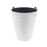 Ghiveci din plastic Sand, cu masca, alb, D 38.8 cm