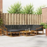 vidaXL Set de canapele de exterior cu pernă 7 pcs Natural și Antracit 3367875