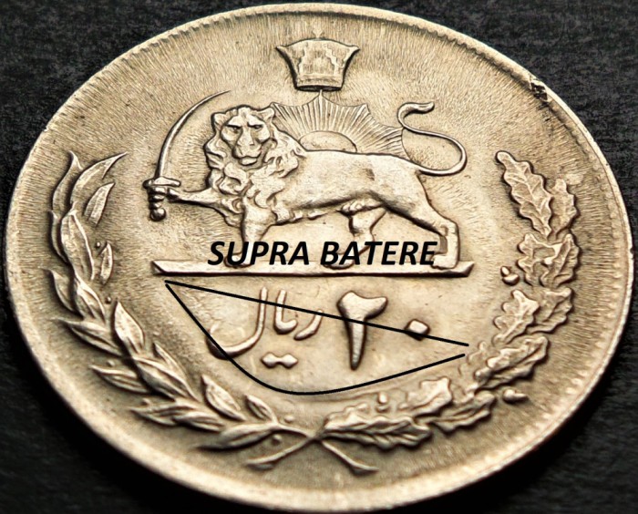 Moneda exotica 20 RIALI / RIALS - IRAN , anul 1976 *cod 1319 = excelenta erori