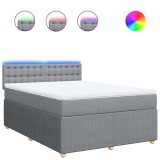 Cumpara ieftin Pat box spring cu saltea, gri deschis, 140x190 cm, textil