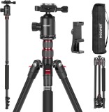 NEEWER 195cm, Camera Tripod Monopod pentru DSLR si Telefon, cap sferic 360 , 2 axe de centrare, Arca Detasare usoara, Husa, Compact, Aluminiu, Greutat