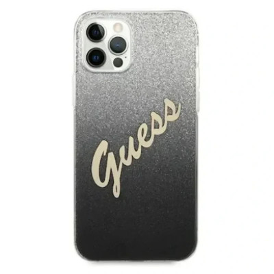 Husa Cover Guess Silicone pentru iPhone 12/12 Pro Vintage Glitter GUHCP12MPCUGLSBK Silver foto