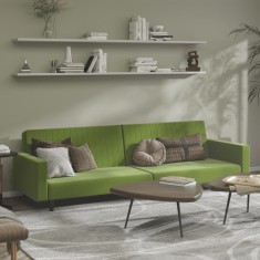 Canapea extensibilă cu 2 locuri, verde deschis, catifea