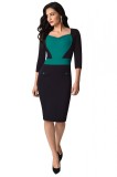 V849-1112 Rochie office stil bodycon si model in doua culori contrastante, M