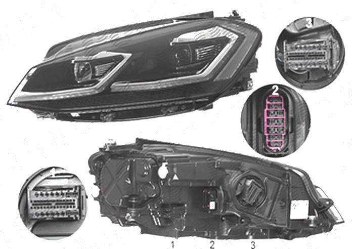 Far Volkswagen Golf 7 (5k), 03.2017-, fata, Stanga, cu dynamic cu lumini de curbe; cu static cu lumini de curbe; cu LED daytime running light; LED; e