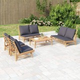 VidaXL Set mobilier de grădină cu perne gri &icirc;nchis, 5 piese, bambus 3156484
