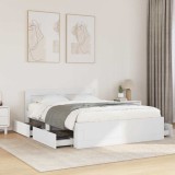 Cumpara ieftin Cadru de pat cu sertar Alb 137 x 188 cm Lemn prelucrat