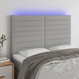 Cumpara ieftin Tăblie de pat cu LED, gri deschis, 144x5x118/128 cm, textil