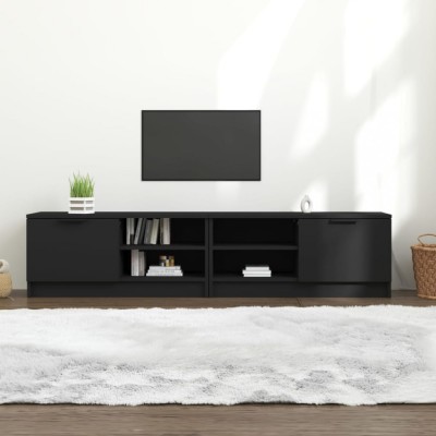 Gossi comoda tv, 2 buc., negru, 80x35x36,5 cm, lemn prelucrat foto