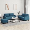 VidaXL Set de canapele cu perne, 3 piese, albastru, catifea 3201515