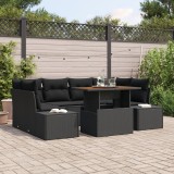 Gossi set canapea gradina 7 piese cu perne negre din ratan poliester