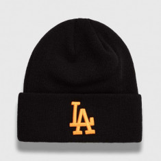 New Era caciula culoarea negru, din tricot gros, LOS ANGELES DODGERS