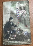 CPISTR7 Carte Postala Veche Franta Primul Razboi Militar Fata Text 1915 / Vintage WW1 French Military Postcard Patriotism Woman Soldier Text 1915