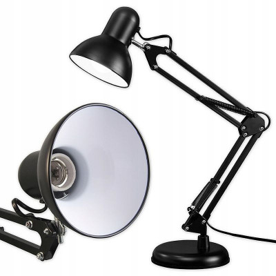 Lampa de birou 60W, brat reglabil, soclu E27, suport prindere tip menghina foto