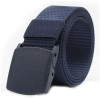 Curea barbati din nylon ajustabila, design fara gauri, catarama din otel si plastic, 120 cm, albastru marin , rezistenta, confort si stil modern