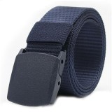 Cumpara ieftin Curea barbati din nylon ajustabila, design fara gauri, catarama din otel si plastic, 120 cm, albastru marin , rezistenta, confort si stil modern