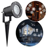 Proiector LED RGB exterior cu joc fulgi albi de zapada IP65