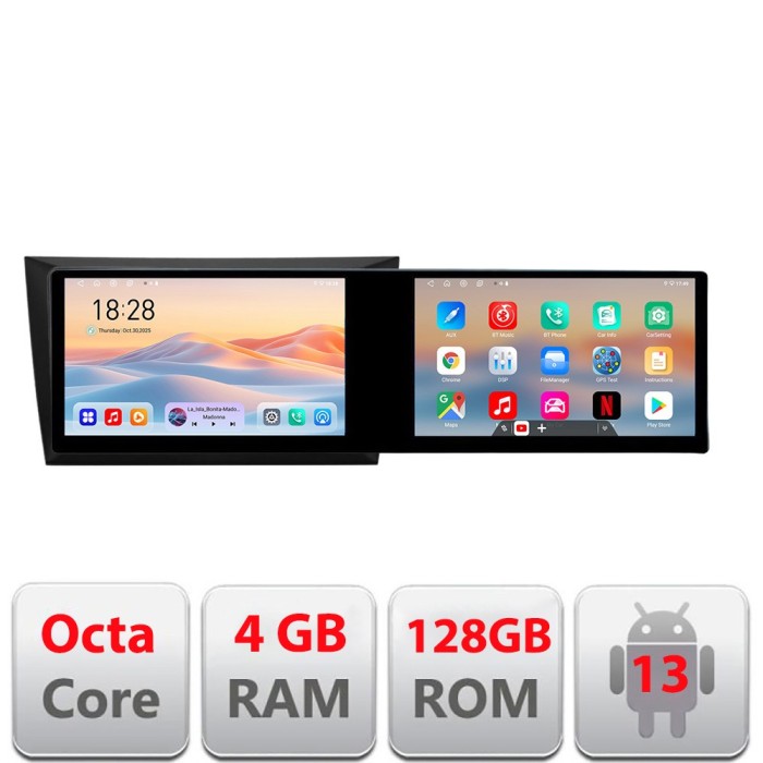 Navigatie VW Golf6 2009-2013 Kit-golf6 Edotec 2 ecrane 8 core 4+128 21.6 inch Incell android Wifi 5Ghz gps internet C CarStore Technology