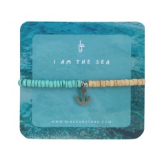 Bratara cu ancora, margele din cocos si margele din lemn - I am the Sea