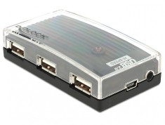 Hub USB 2.0 extern 4 Port + alimentare, Delock 61393