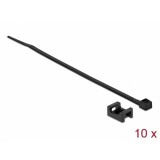 Set 10 bride L 200 x B 3.6 mm + 10 suport pentru montare surub 15 x 10 mm Negru, Delock 18884