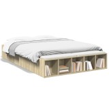 Cumpara ieftin Cadru de pat, stejar sonoma, 135x190 cm, lemn prelucrat