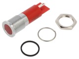 Lampă de control LED roşie, plată, &Oslash;14 mm, IP67