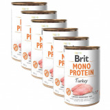 Conservă Brit Mono Protein Turkey, 6 x 400 g