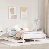 VidaXL Cadru de pat fără saltea, alb, 135x190 cm, lemn masiv de pin