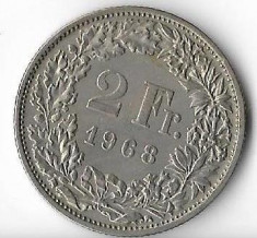 Moneda 2 francs 1968 - Elvetia foto