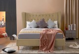 Pat Lora 180x200 cm Tapitat Catifea Bej Somiera Inclusa (cod ML 2302-01)