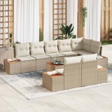 Cumpara ieftin Set de canapele pentru grădină cu pernă 9 pcs Bej Rattan poli