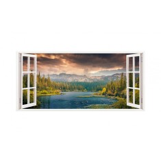 Sticker decorativ, Fereastra 3D, Apa, 85 cm, 257STK