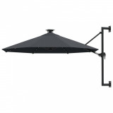 Umbrela soare montaj pe perete LED stalp metal antracit 300 cm GartenMobel Dekor, vidaXL