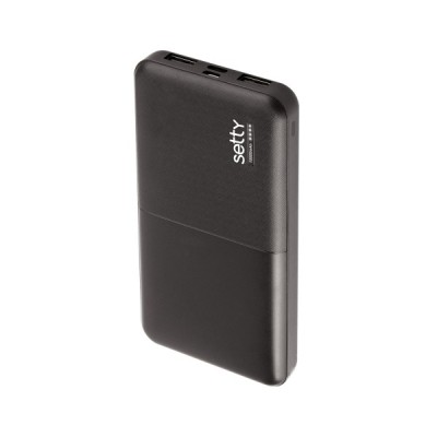 Baterie Externa Setty, 10000mAh, 10W, 2 x USB-A, Neagra foto