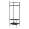 Cuier din metal, pentru colt, cu 2 rafturi si 2 bare pentru agatare, dimensiune 178cm x 44cm x 44 cm, negru